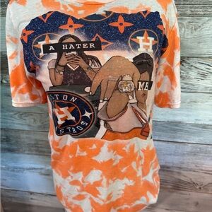 Gildan Women's Short Sleeve Tee - Orange and White